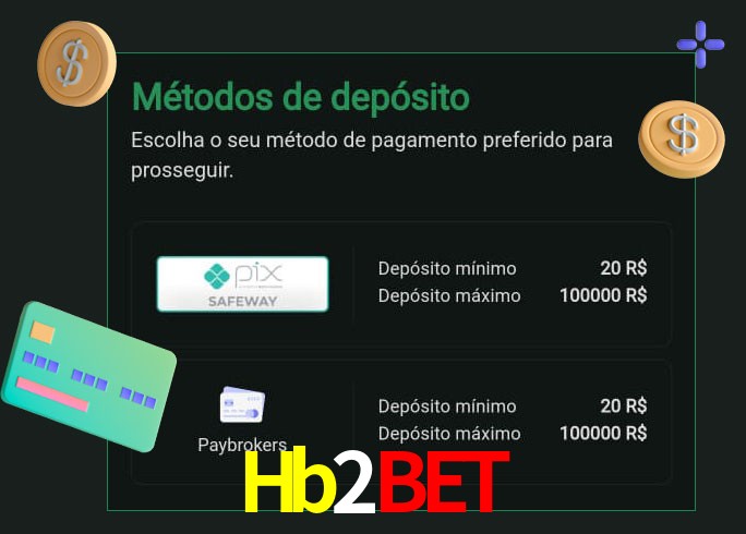 O cassino Hb2Bet oferece uma grande variedade de métodos de pagamento